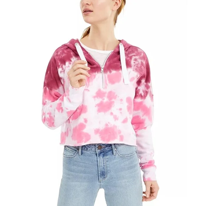 Calvin Klein Jeans Women's Tie Dye Cropped Sweatshirt Pink Size L - Large