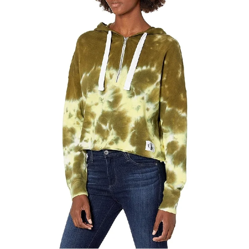 Modern City Calvin Klein Women's High Tide Tie-Dyed Cropped Hoodie Green Size Extra Large - XL Modern City Calvin Klein Women's High Tide Tie-Dyed Cropped Hoodie Green Size Extra Large - XL