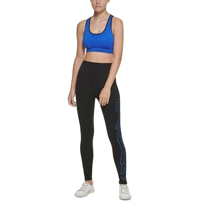 European And American Style Calvin Klein Women's Medium Impact Sports Bra Blue Size Small - S European And American Style Calvin Klein Women's Medium Impact Sports Bra Blue Size Small - S