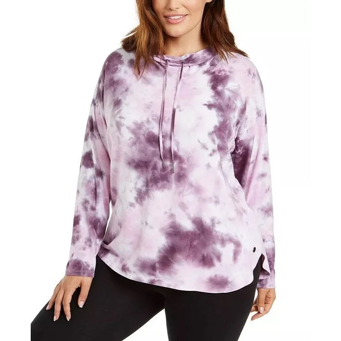 Calvin Klein Women's Performance Tie-Dyed Sweatshirt Purple Size 1X