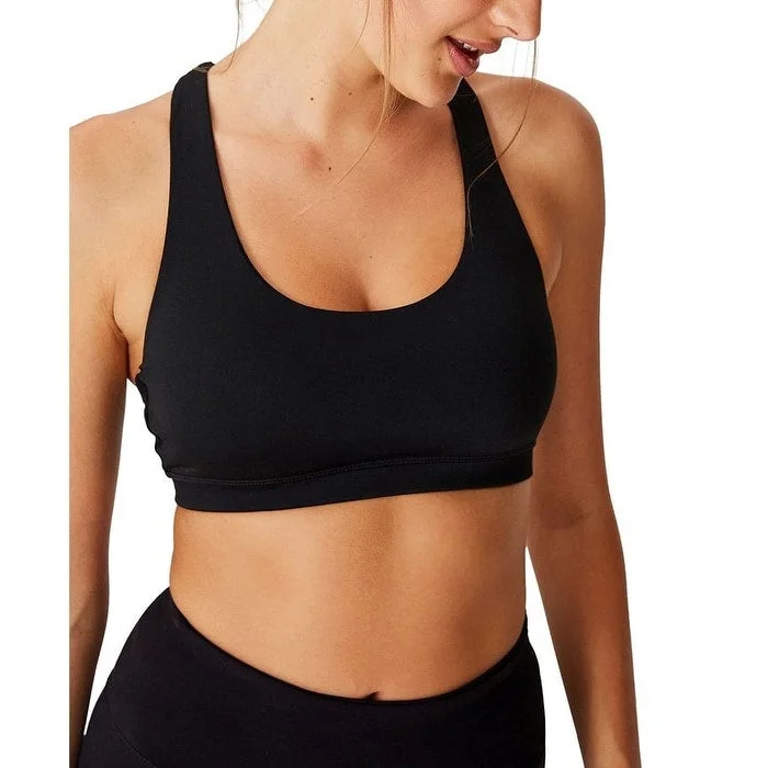 Celebrity Style Cotton On Women's Strappy Sports Crop Bra Black Size Small