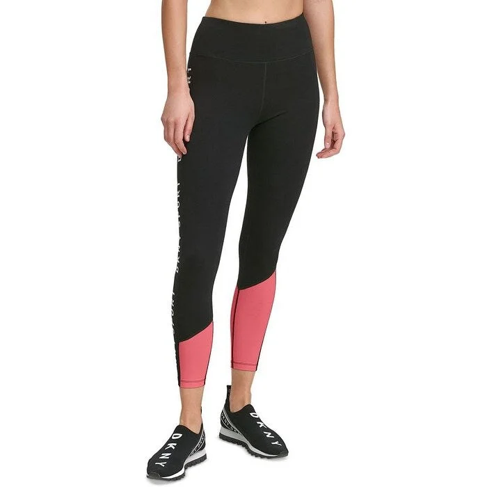 Elegant Design DKNY Women's High Waist Colorblocked 7/8 Leggings Pink Size X-Large - XL Elegant Design DKNY Women's High Waist Colorblocked 7/8 Leggings Pink Size X-Large - XL