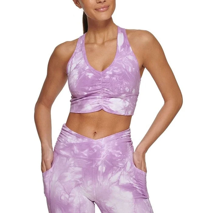 Trends Dkny Women's Tie Dye Low Impact Sports Bra Purple Size Large