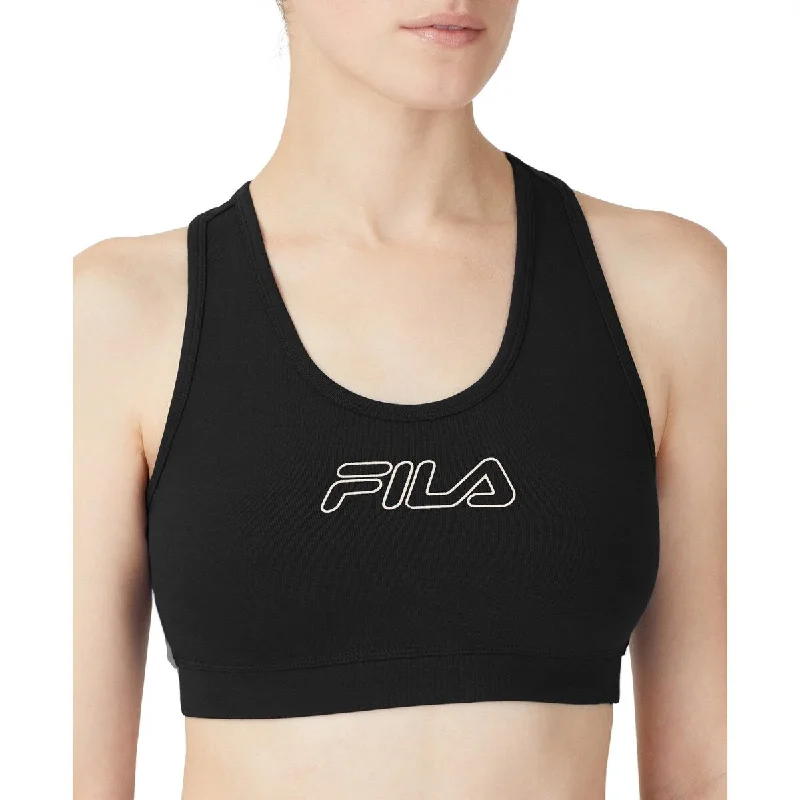Warm Comfort Fila Women's Bloom Logo Pullover Jersey Sports Bra Black Size 3X