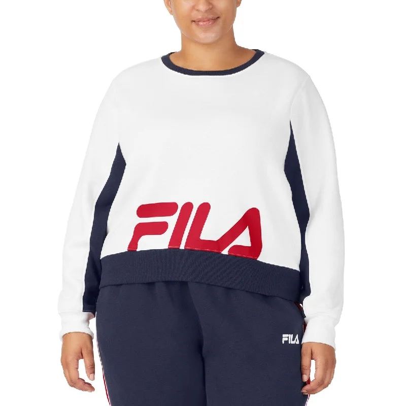 Weekend Style Fila Women's Calm Graphic Colorblocked Sweatshirt White Size 2X