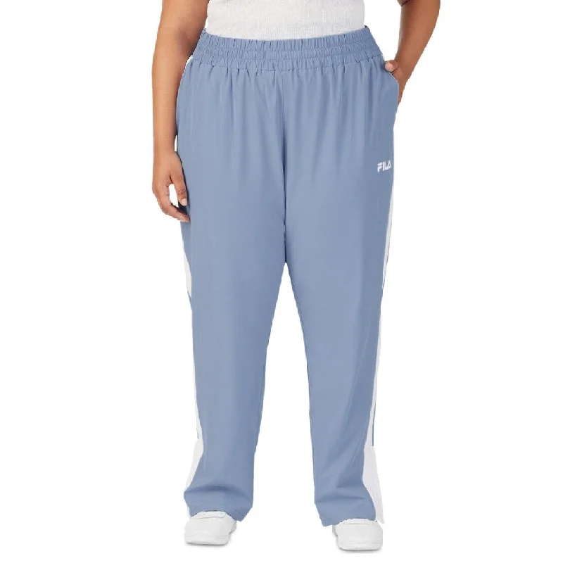 Layered Comfort Fila Women's Jovia Mid Rise Contrast Trim Track Pants Blue Size 1X