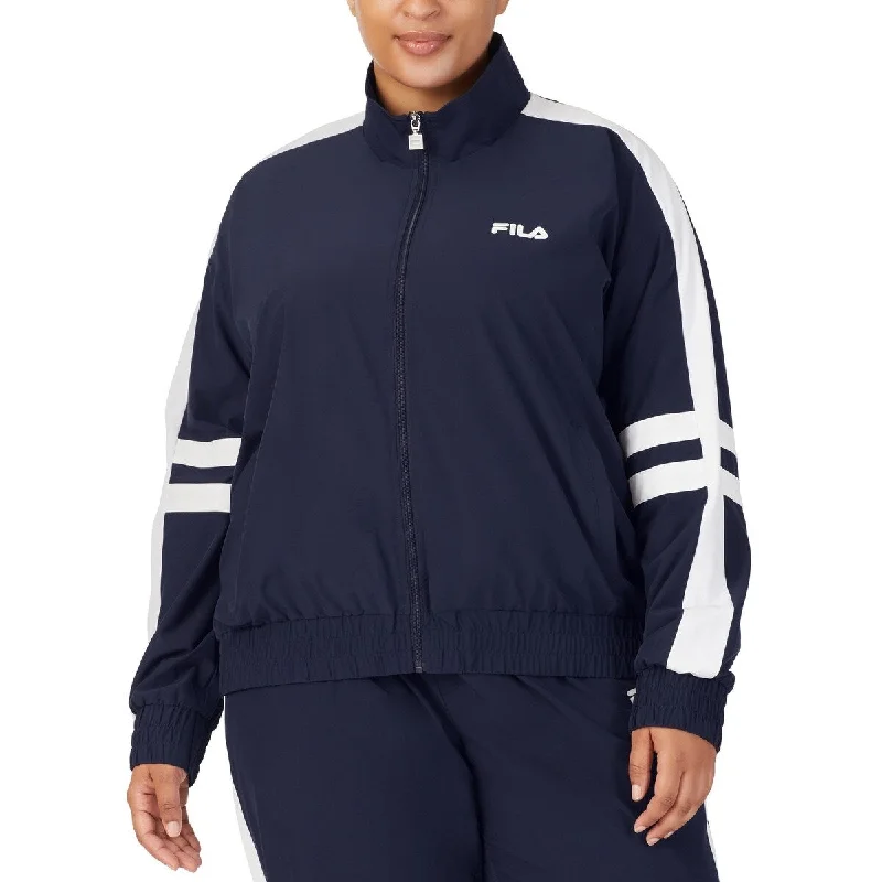 Comfort Fit Fila Women's Jovia Zip Front Logo Track Jacket Blue Size 1X