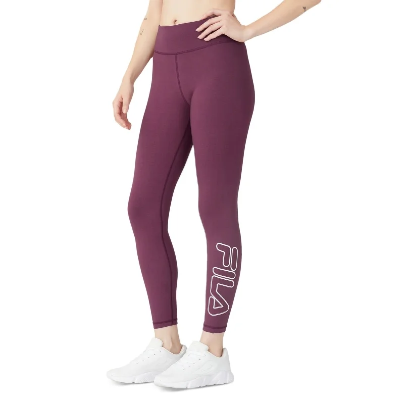 Stylish Comfort Fila Women's Strut Mid Rise Logo Leggings Red Size 7-8