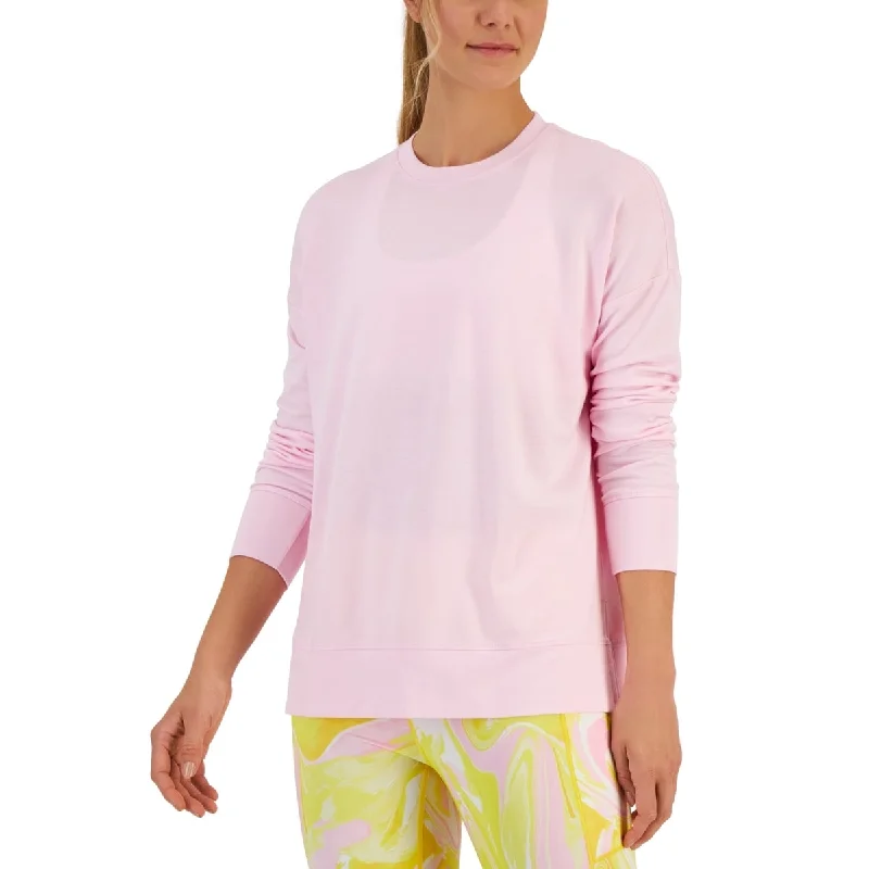 European Plan ID Ideology Women's Active Solid Crewneck Top Pink Size X-Small - XS