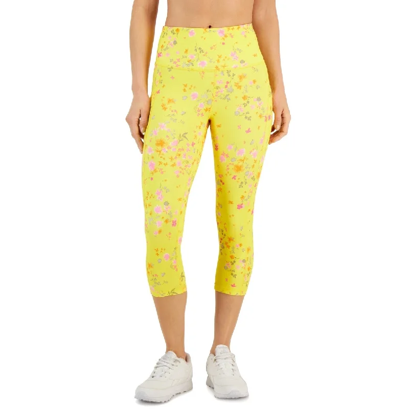 British Style ID Ideology Women's Compression Active Cropped Leggings Yellow Size X-Large - XL