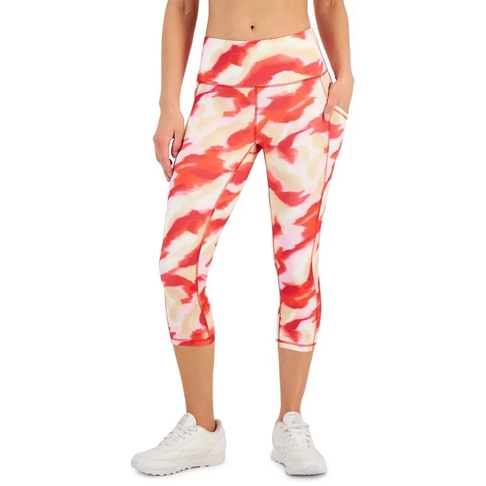British Style ID Ideology Women's Compression Side Pocket Cropped Leggings Red