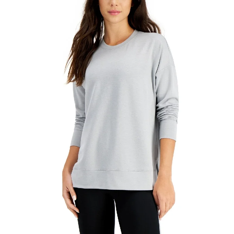 Cool Summer ID Ideology Women's Crewneck Slit Side Top Gray Size XX-Large - XXL