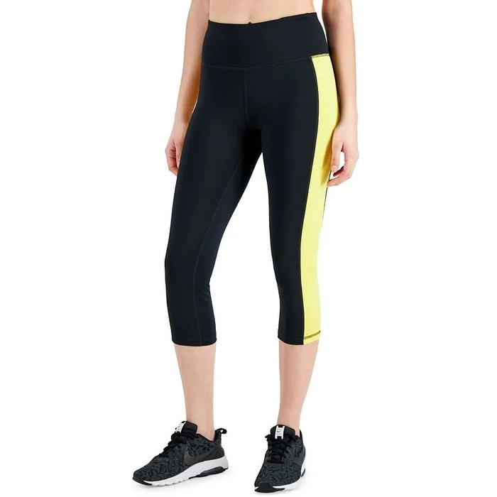 Sports And Leisure ID Ideology Women's Essentials Colorblocked Cropped Leggings Yellow Size X-Small - XS Sports And Leisure ID Ideology Women's Essentials Colorblocked Cropped Leggings Yellow Size X-Small - XS