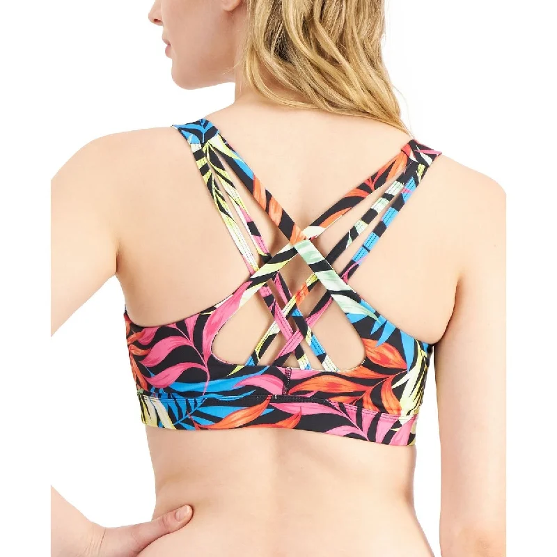 Fresh And Capable Id Ideology Women's Fern Low Impact Sports Bra Black Size Small