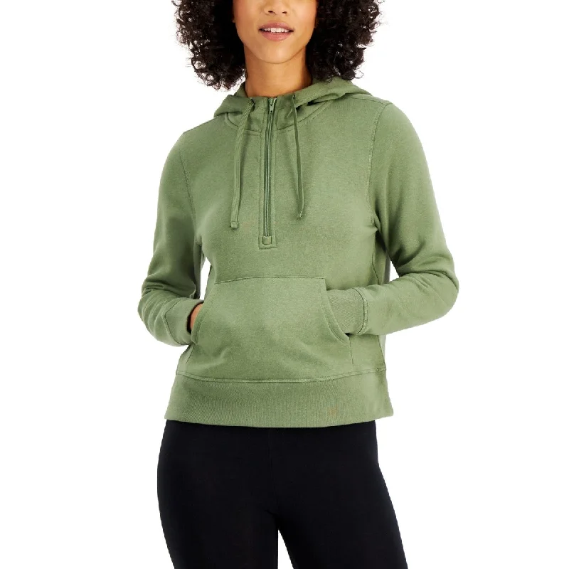 Layered Comfort ID Ideology Women's Half Zip Hoodie Green Size X-Small - XS