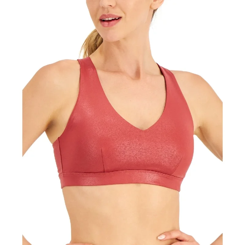 Elegant Casuals Id Ideology Women's Metallic Strappy Bra Red Size X-Large