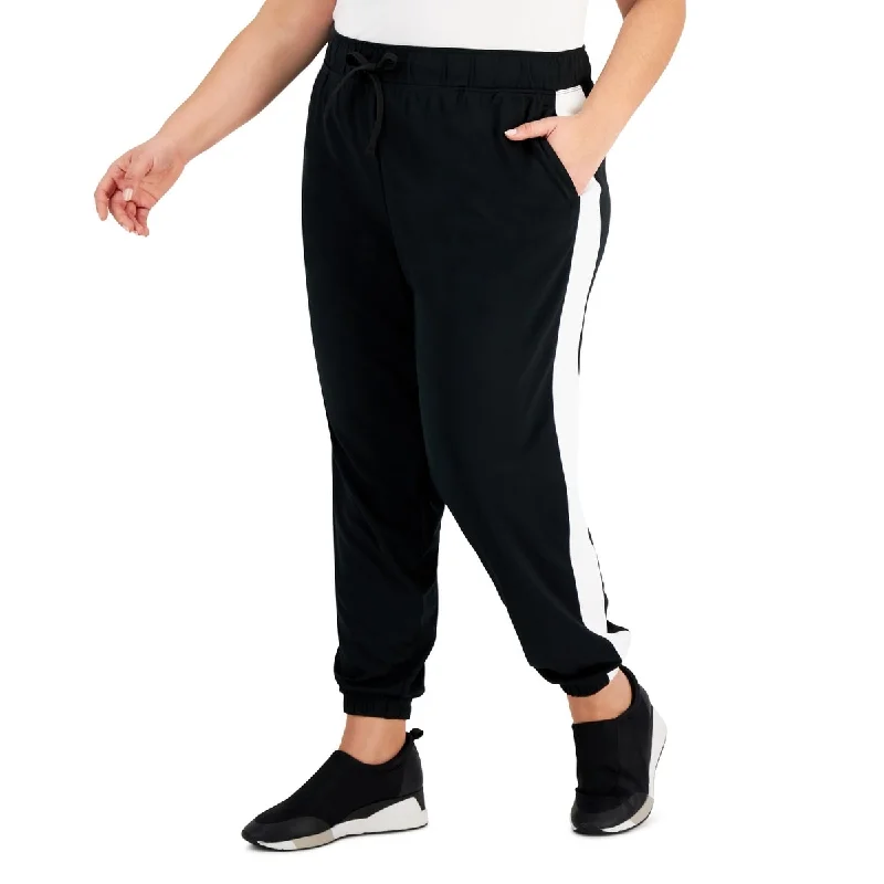 French Style ID Ideology Women's Racing Stripe Joggers Black Size 4X