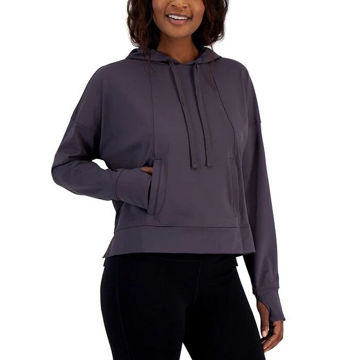 Slim Fit ID Ideology Women's Relaxed Solid Techy Hoodie Gray Size Medium - M