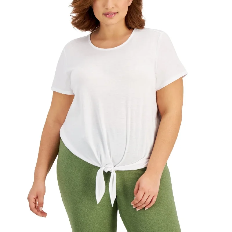 Printed Patterns ID Ideology Women's Tie Front T-Shirt White Size 4X