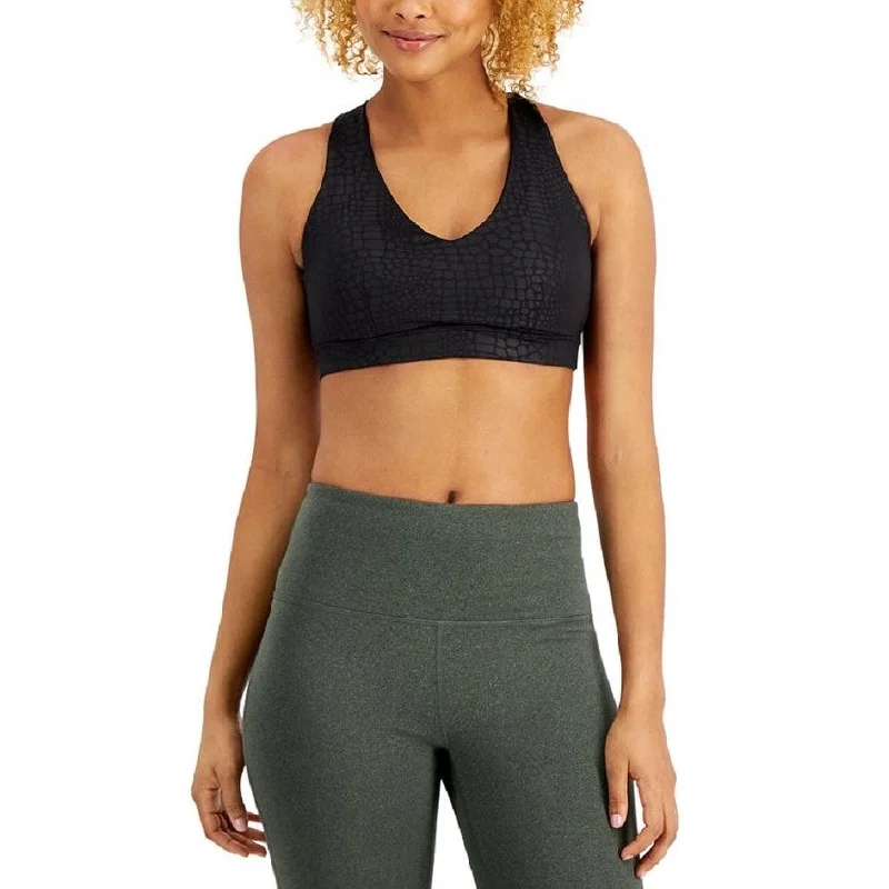 Everyday Comfort ID Ideology Women's Tonal Print Strappy Low Impact Sports Bra Black Size Large - L Everyday Comfort ID Ideology Women's Tonal Print Strappy Low Impact Sports Bra Black Size Large - L