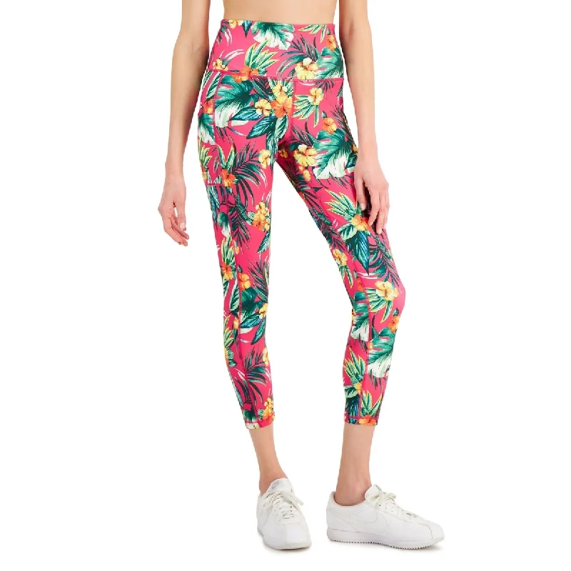 Casual And Versatile ID Ideology Women's Tropical Side Pocket 7/8 Leggings Pink - XS