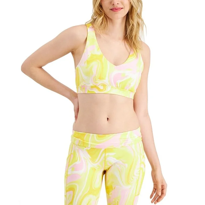 Personal Charm ID Ideology Women's Watercolor Whirl Low Impact Sports Bra Yellow