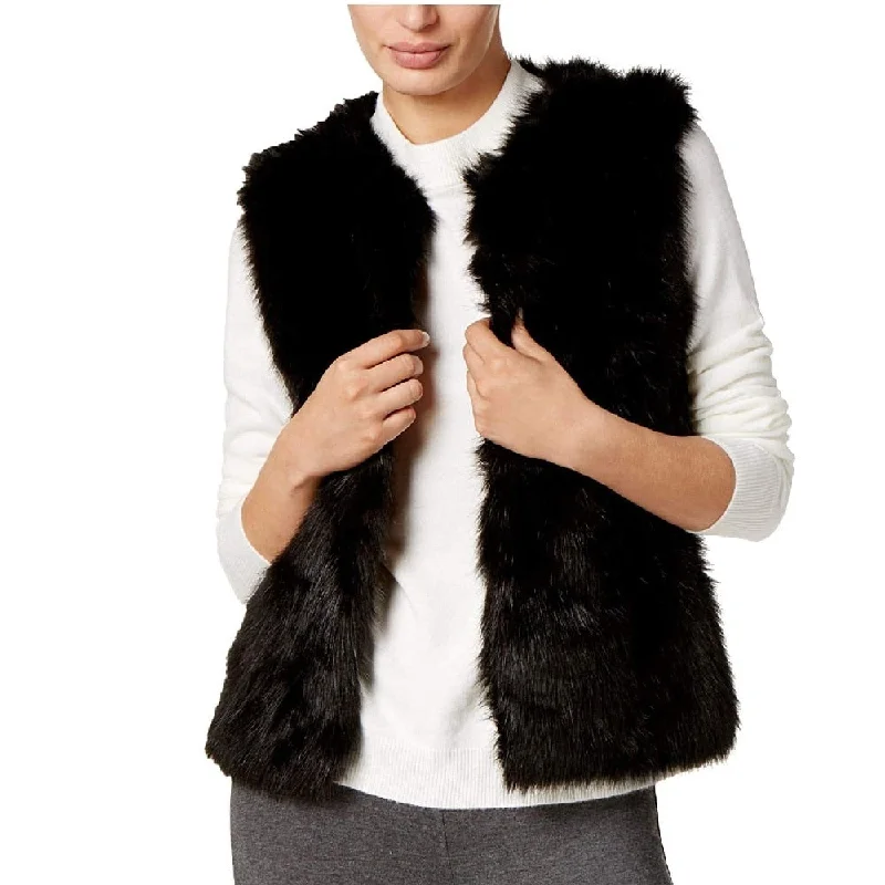 INC International Concepts Women's Knit and Faux Vest Black Medium/Large - M