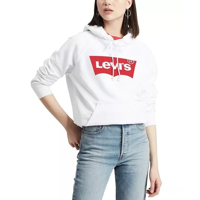 Levi's Women's Cropped Graphic Hoodie White Size X-Small