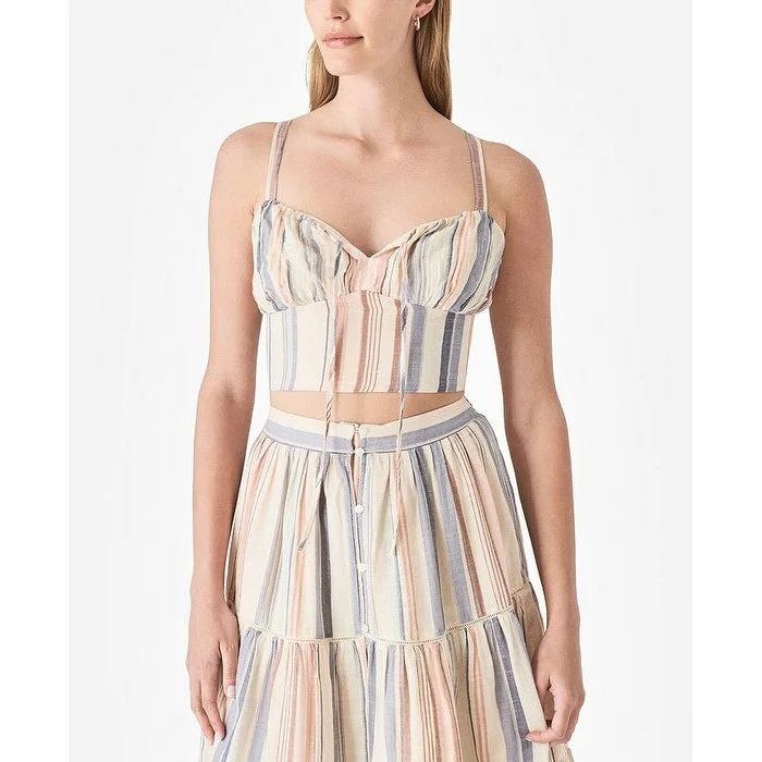 Economic Outlook Lucky Brand Women's Matchback Stripe Corset Camisole Brown