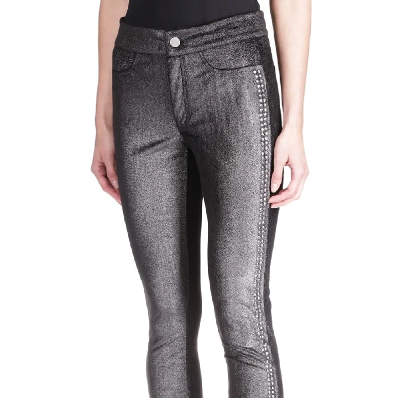 Warm Winter Series Michael Kors Women's Studded Velvet Leggings Gray Size Petite Medium