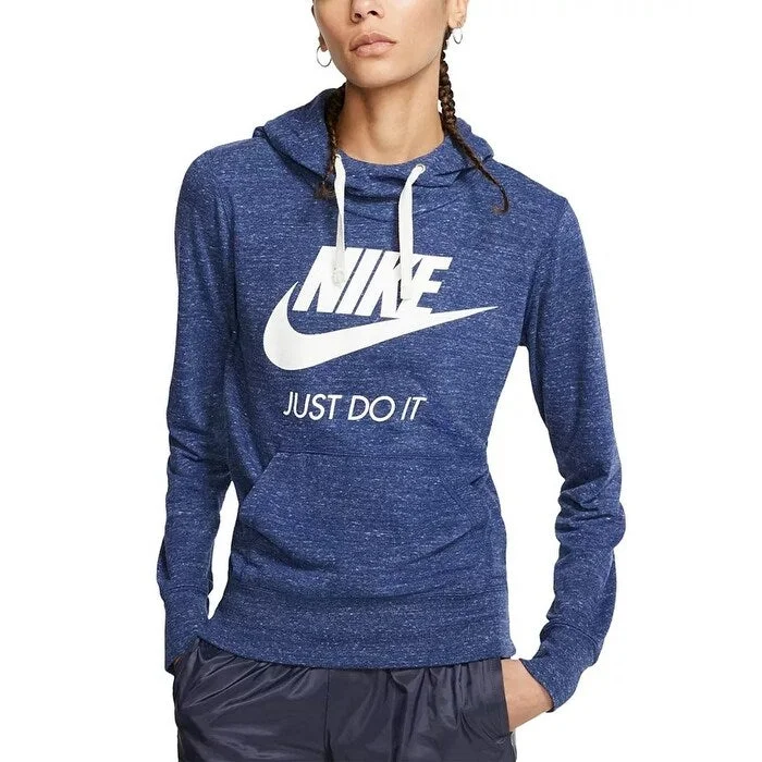 Nike Women's Gym Vintage Logo Hoodie Blue Size X-Large