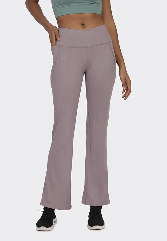 Overlap Ribbed Flare Pants