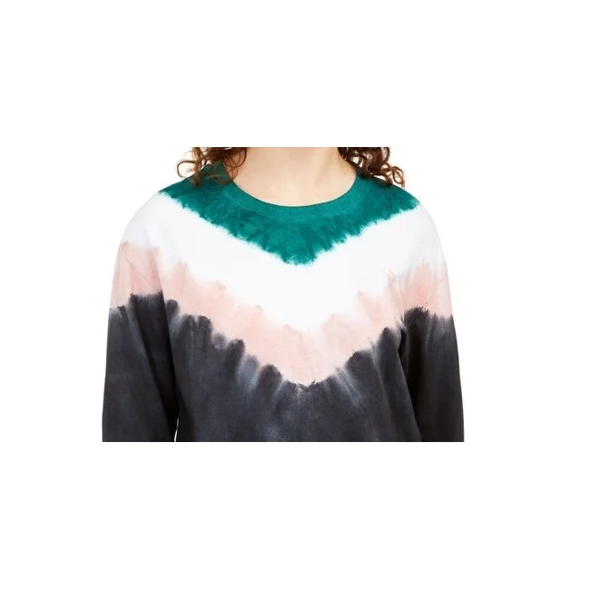 Dressing Tips Rebellious One Juniors' Tie-Dyed Sweatshirt Dark Green Size Large