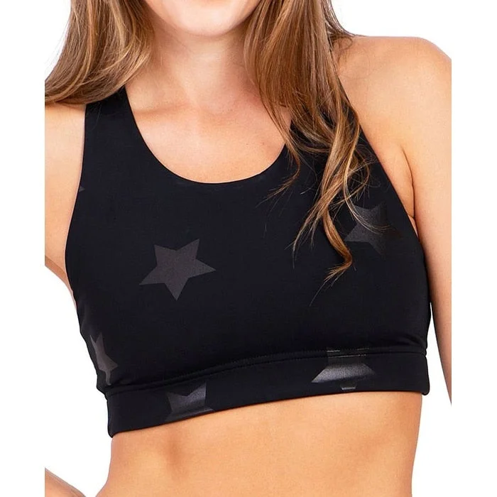 Elegant Series Terez Women's Star Sports Bra Black Size Small