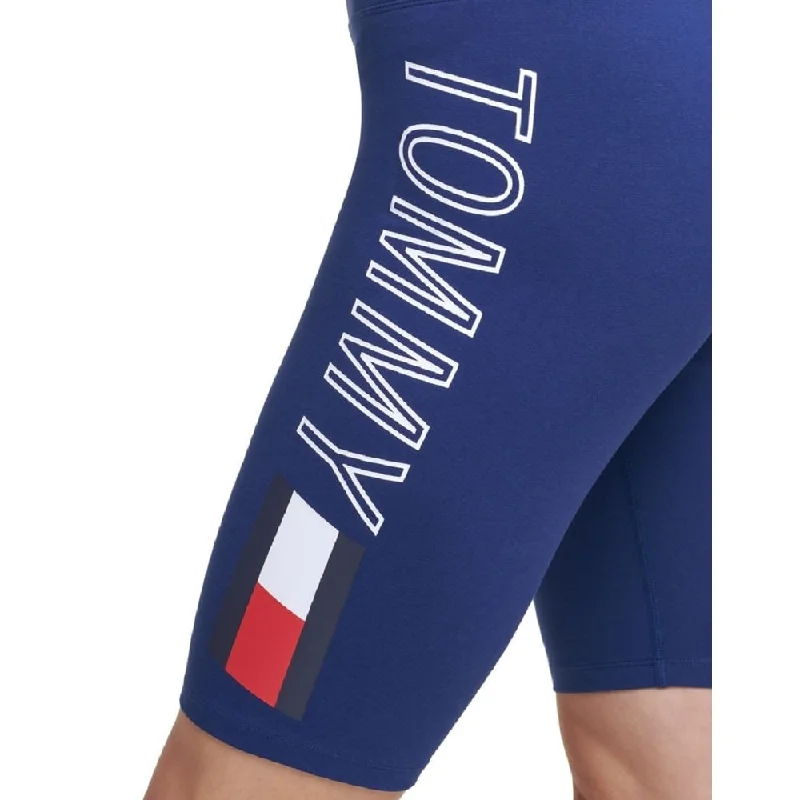 Designer Style Tommy Hilfiger Women's High Rise Bike Shorts Blue Size Medium