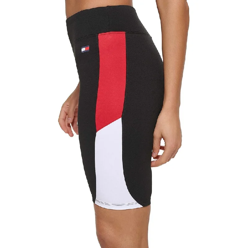 Elegant Series Tommy Hilfiger Women's Stretch Color Block Active Wear High Waist Shorts Black Size Small