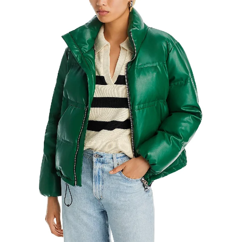 Casual Choice A.L.C. Womens Mila Faux Leather Warm Puffer Jacket