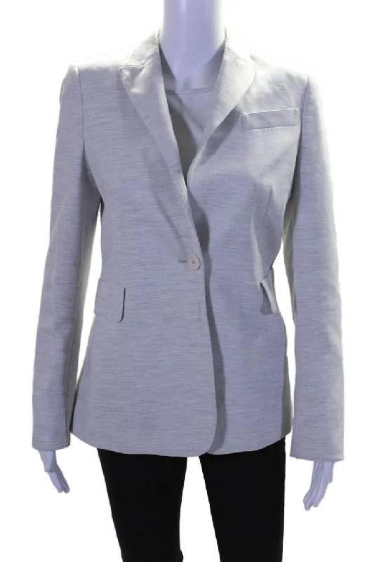 Akris Punto Womens Collared Long Sleeve Button Up Blazer Jacket Gray