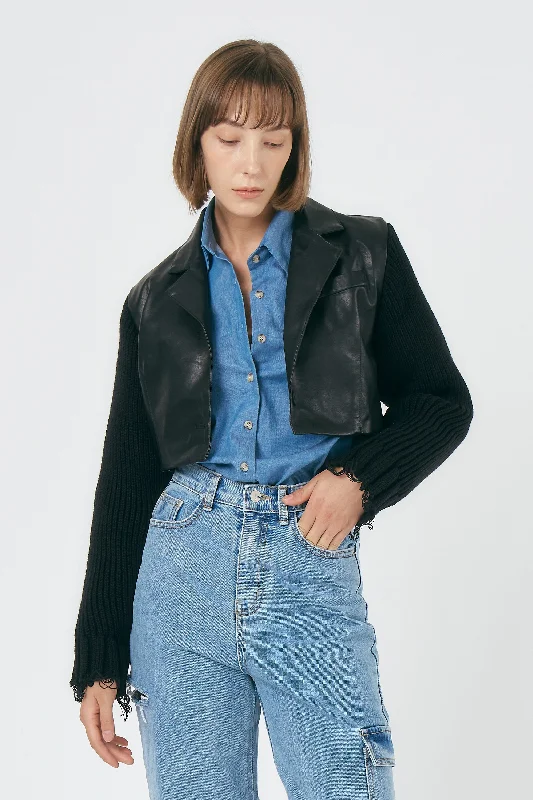 Fashion Selection Ameli Pleather Cropped Jacket