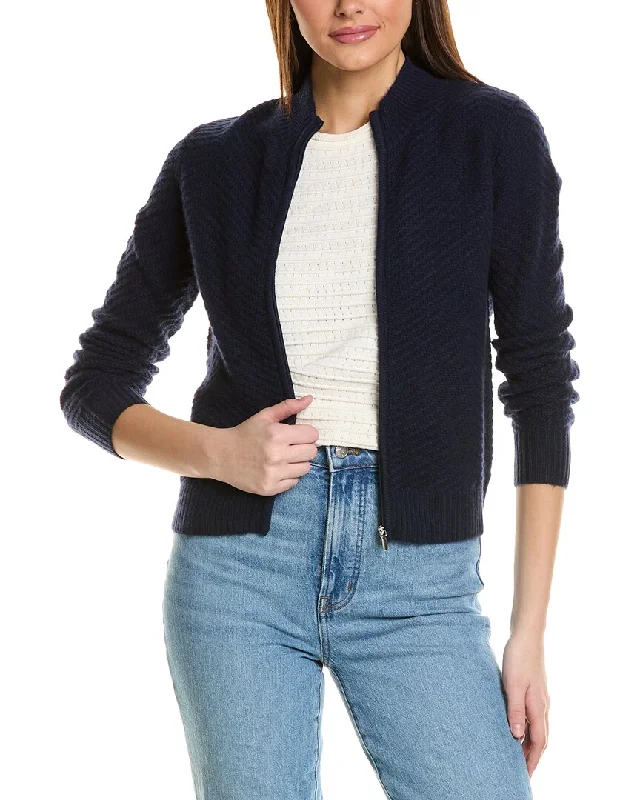 Fresh Comfort Amicale Cashmere Textured Zip Cashmere Bomber Jacket