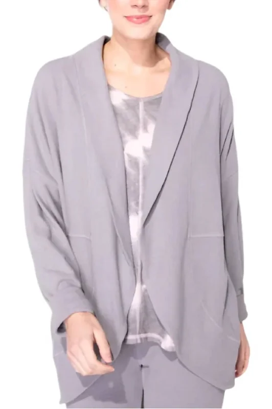 Effortless Wear Butterfly Rib Knit Jacket In Fog