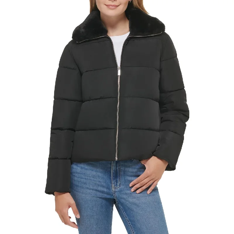 Modern Comfort Wear Calvin Klein Womens Faux Fur Short Puffer Jacket