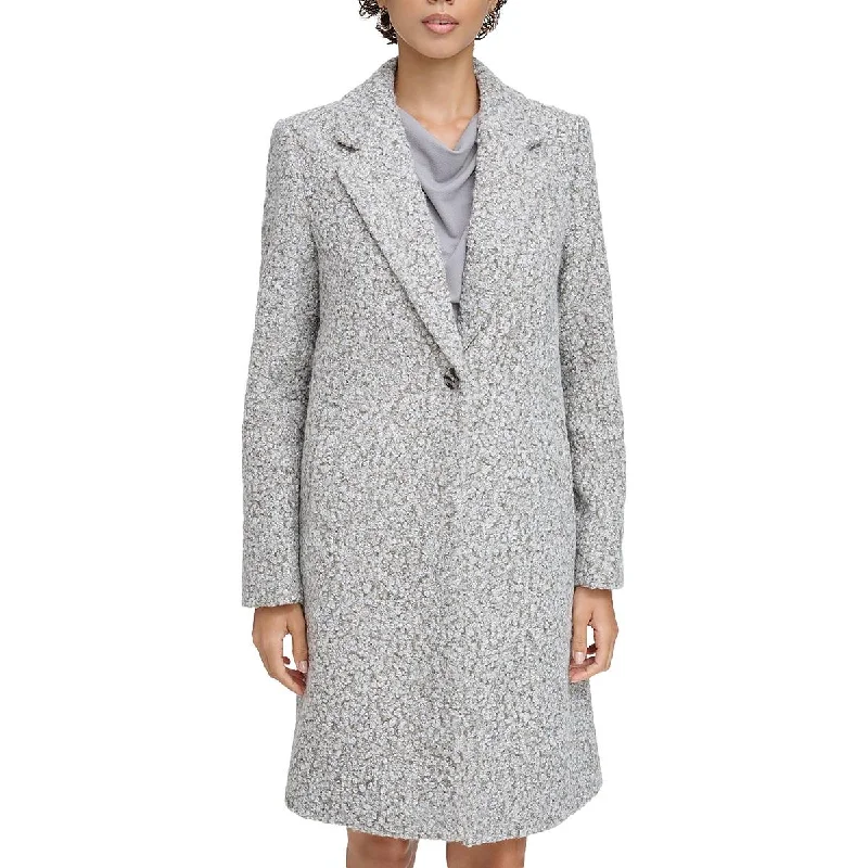Soft Fabric Looks Calvin Klein Womens Petites Textured Long Sleeve Teddy Coat
