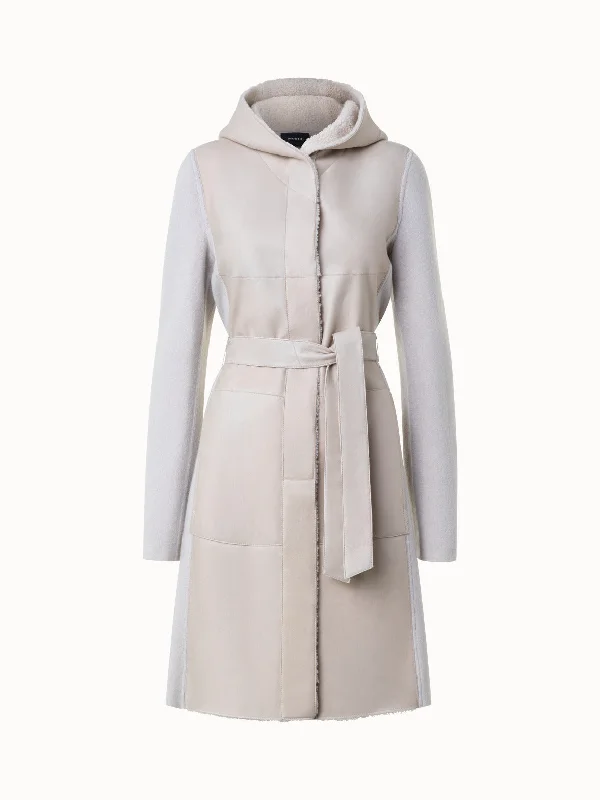 Fashion Elements Cashmere Knit and Shearling Coat