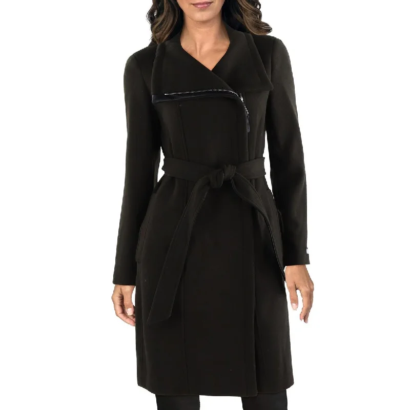 Innovative Design DKNY Womens Asymmetric Midi Wool Coat