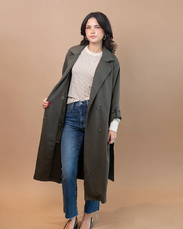 Unique Fashion Double Breasted Knit Trench