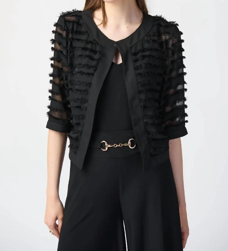 Embroidered Letters Evening Jacket In Black