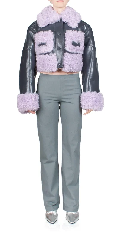 Weekend Comfort Wear Fleur Jacket In Charcoal Grey/lilac