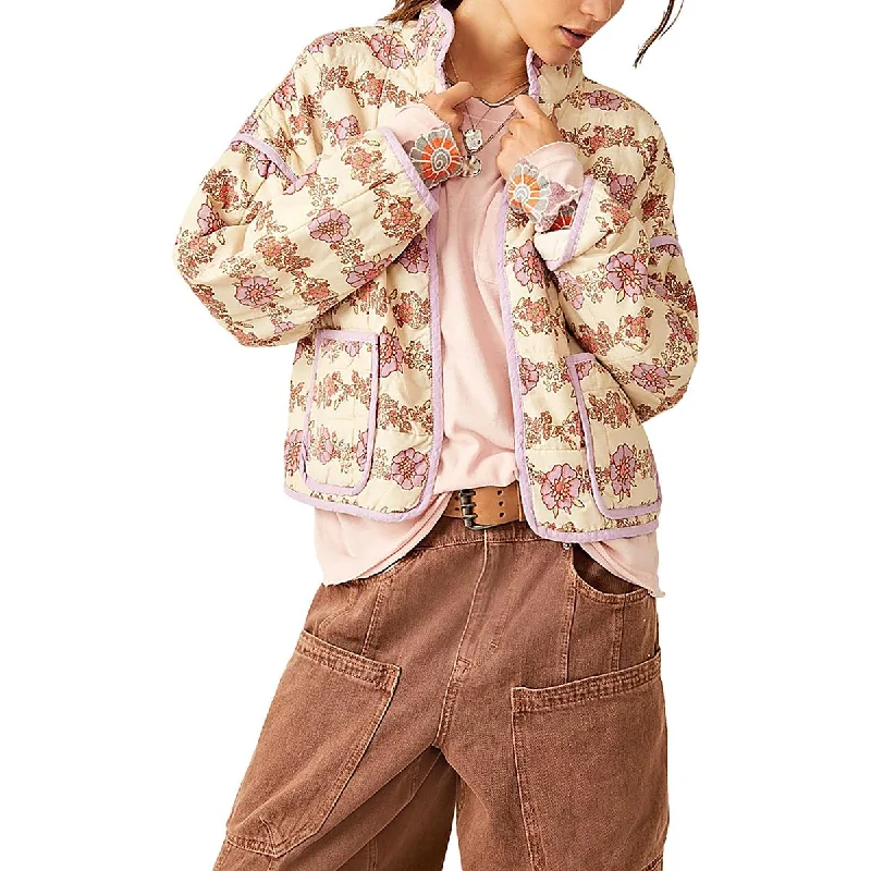 Soft Layers Free People Womens Cotton Floral Print Quilted Coat