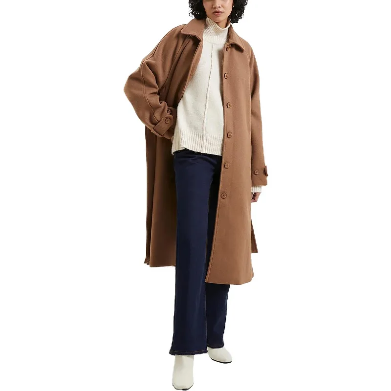 Layered Comfort French Connection Womens Fawn Felt Wool Blend Midi Long Coat